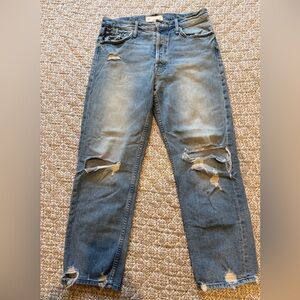 MOTHER The Tomcat Ripped Crop Straight Leg Jeans, 31 - The Confession
